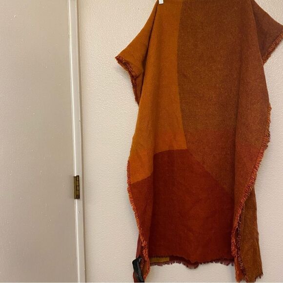ZARA ACCESSORIES color blocked fall Orange Gold copper Oversized Scarf 31x78” - Picture 9 of 12